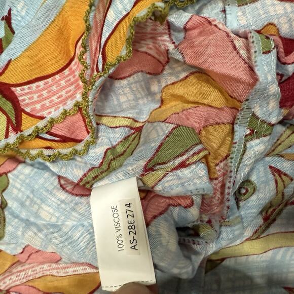 Poupette St. Barth Size Large Aude Wrap Mini Dress Blue Floral Ruffle Feminine - Picture 12 of 12